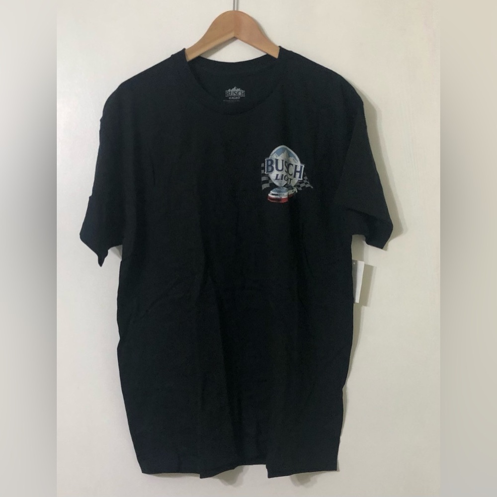 Busch Light Racing Team Black men’s T-Shirt 100% cotton black.L
